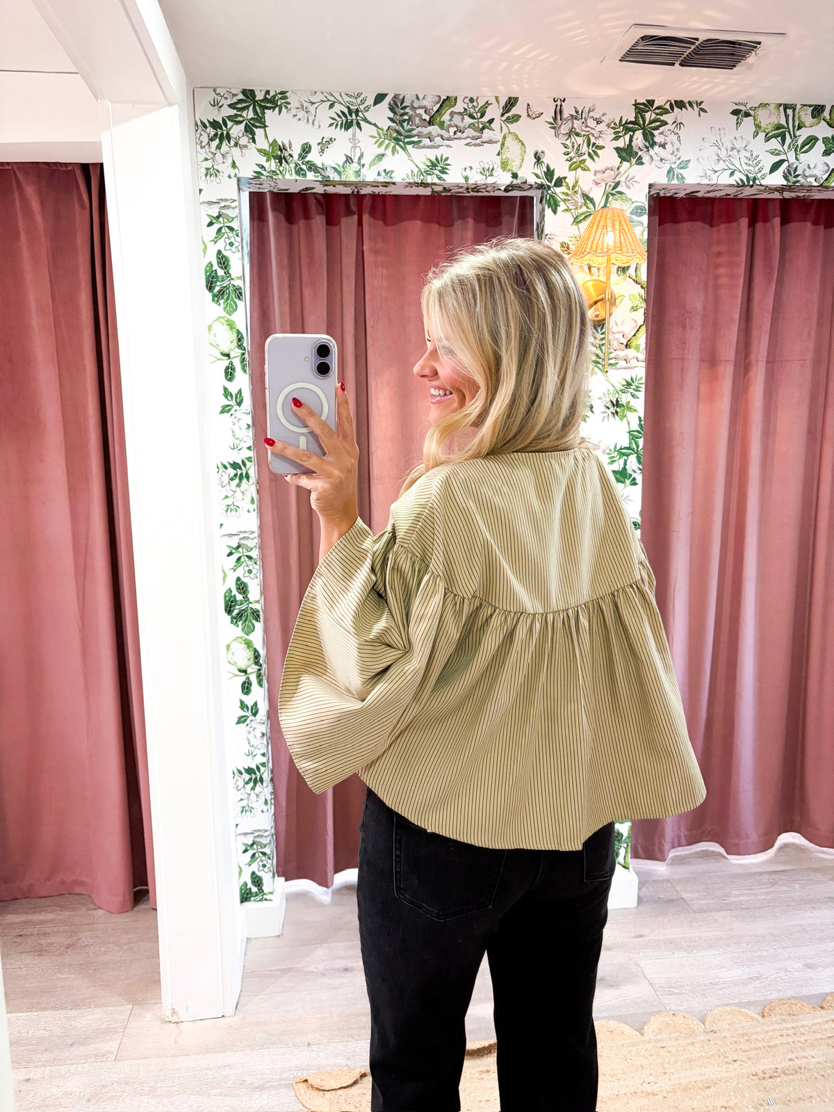 Swing Cape Stripe Top-Beige