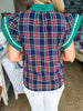 So Charmed Plaid Top-Navy