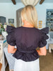 Whirlwind Romance Poplin Top- Black