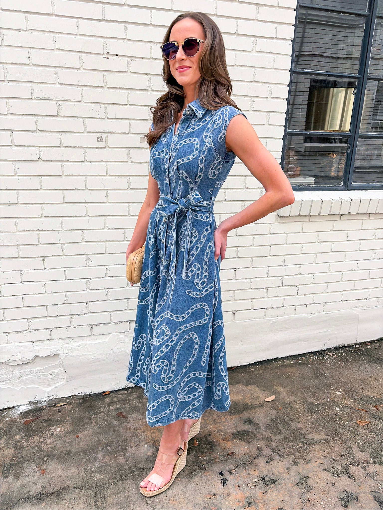 Luxe Link Denim Midi Dress