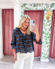 Lena Ruffle Plaid Blouse Top