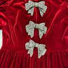 PREORDER: Glow Bow Velvet Dress- Red