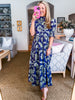 Season of Style Floral Midi Dress-Navy