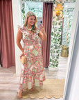 Sweet Spell Floral Midi Dress-Ivory