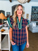 So Charmed Plaid Top-Navy