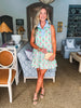 Retro Palms Mini Dress-Green