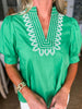 My Muse Embroidered Top-Green