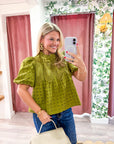 Beatrice Puff Sleeve Top-Olive