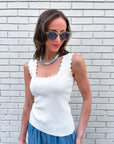 Lila Scallop Knit Top-Cream