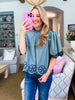 Bohemian Dreams Embroidered Top-Dark Sage