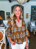 Perfect Timing Floral Top-Mocha
