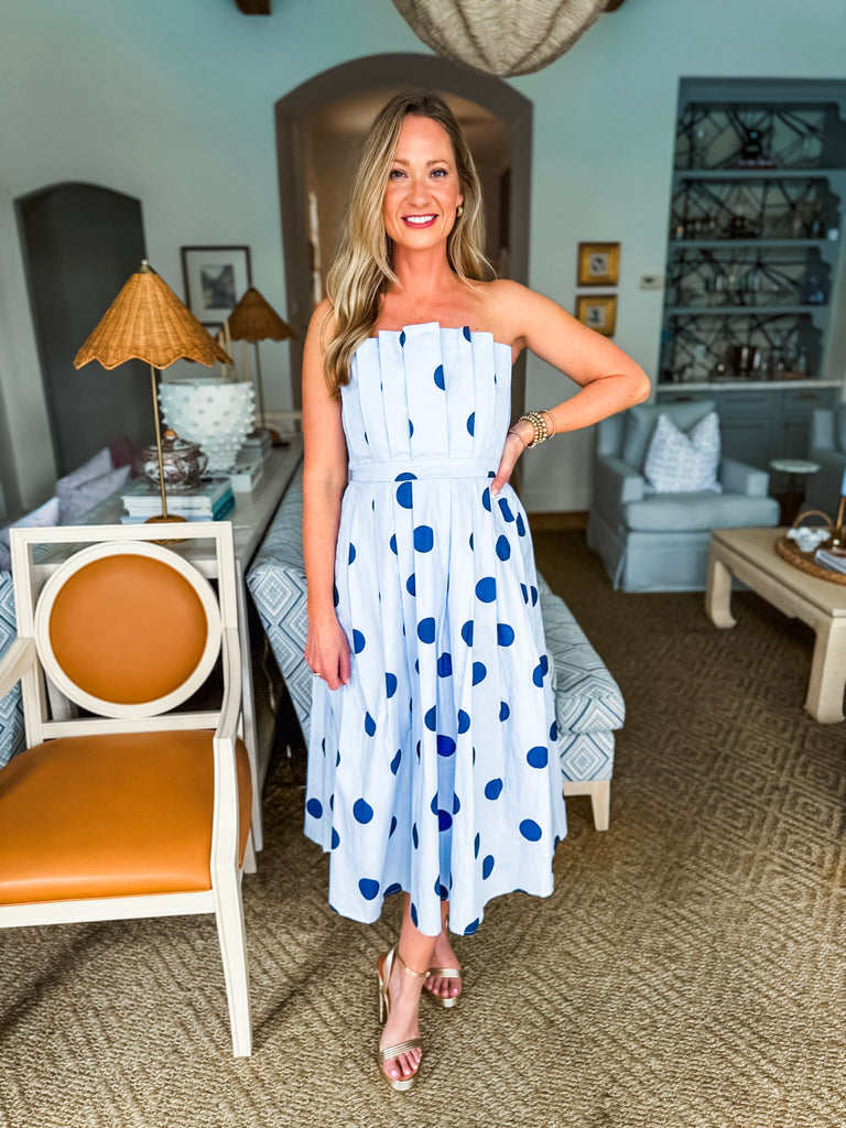 Let's Dance Polka Dot Dress- Blue