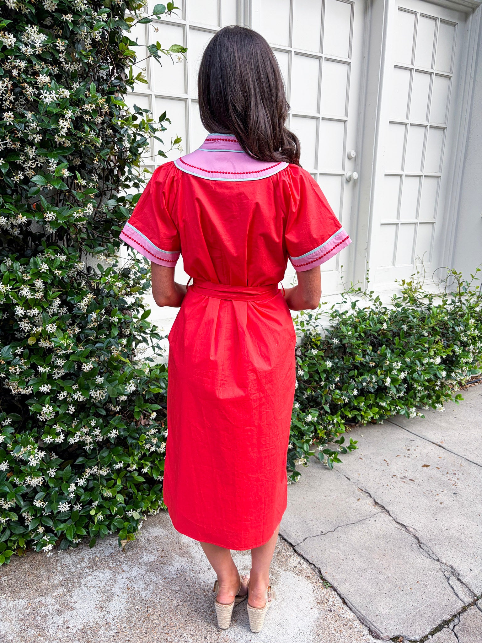 Market Walks Belted Dress-Orange Red