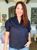 My Type Poplin Top-Denim Black
