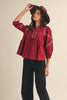 Marfa Bound Embroidered Top-Burgundy