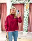 Falling Leaves Sweater-Burgundy