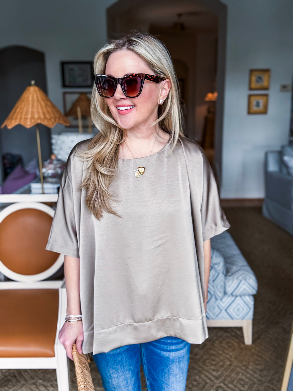 New Favorite Oversized Top-Taupe