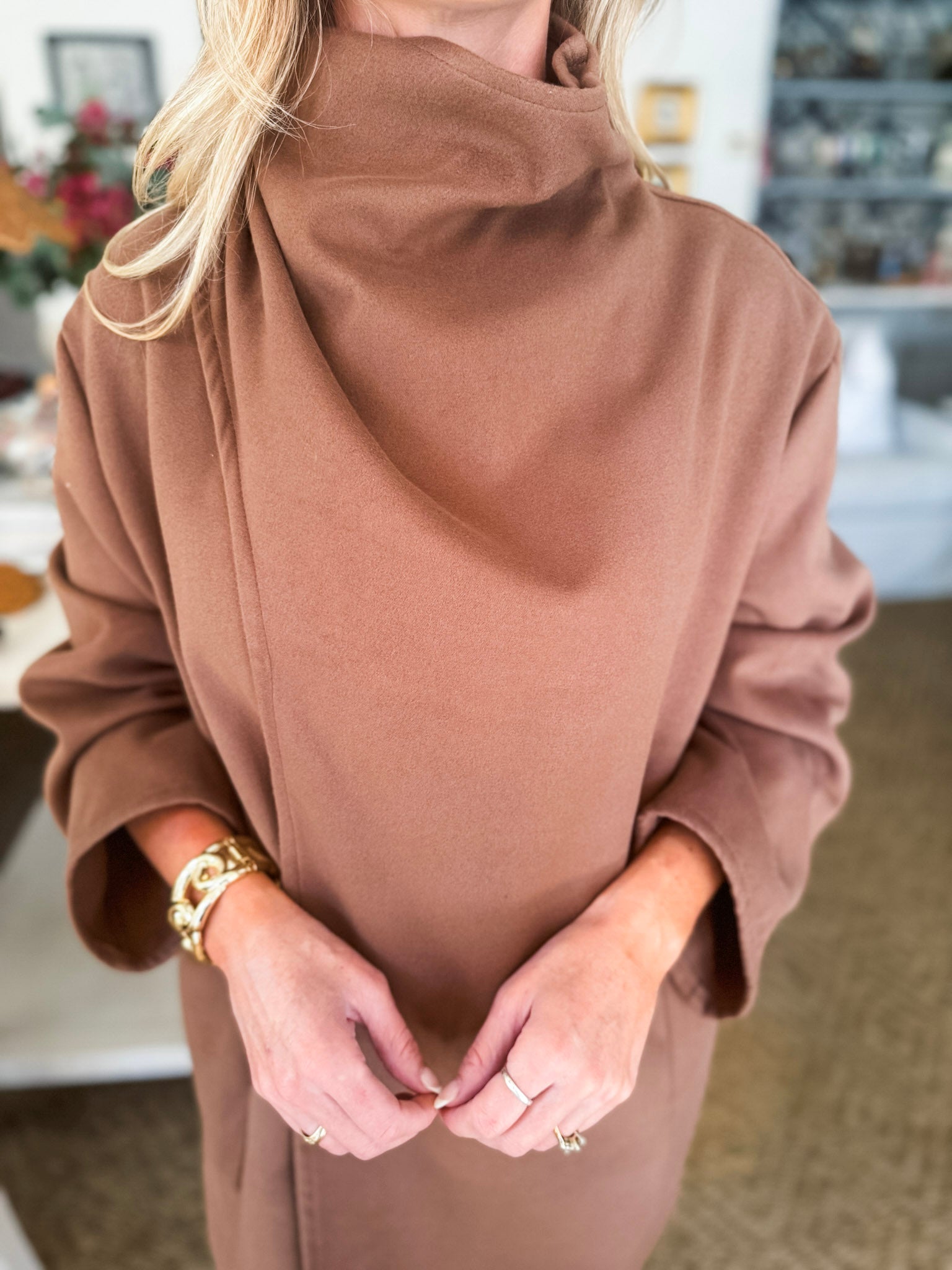 Ready and Chic Shawl Collar Coat-Camel