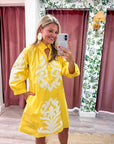 Isla Floral Baroque Dress-Yellow