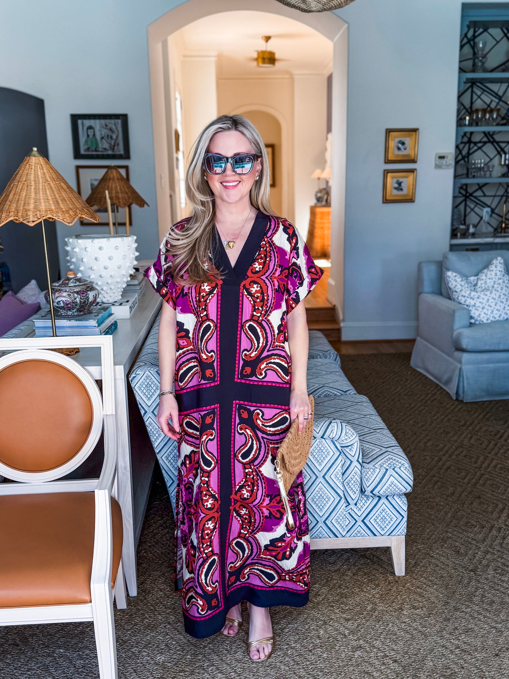 The Marbella Paisley Maxi Dress-Pink