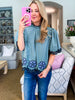 Bohemian Dreams Embroidered Top-Dark Sage