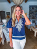 Feeling Breezy Embroidered Top-Navy