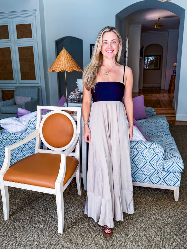 Hailey Maxi Dress-Black/Khaki