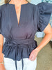 Whirlwind Romance Poplin Top- Black