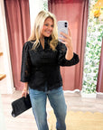 The Mandarin Lace Top-Black