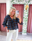 Lena Ruffle Plaid Blouse Top