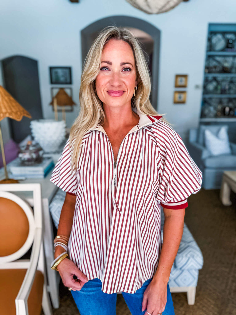 City Time Striped Top-Brick