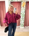 Rosamund Puff Sleeve Top-Plum