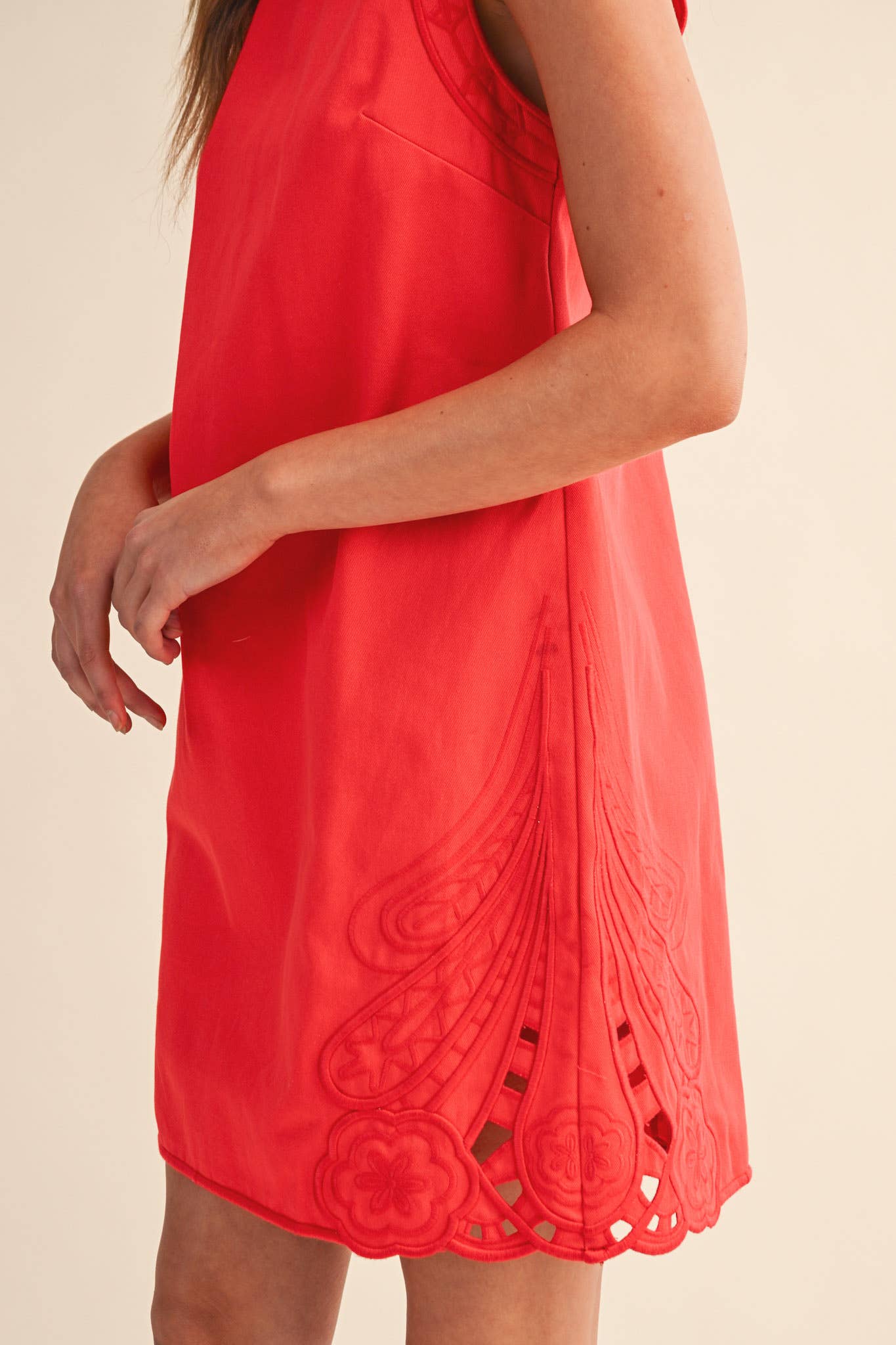 Light of Life Embroidered Dress-Red