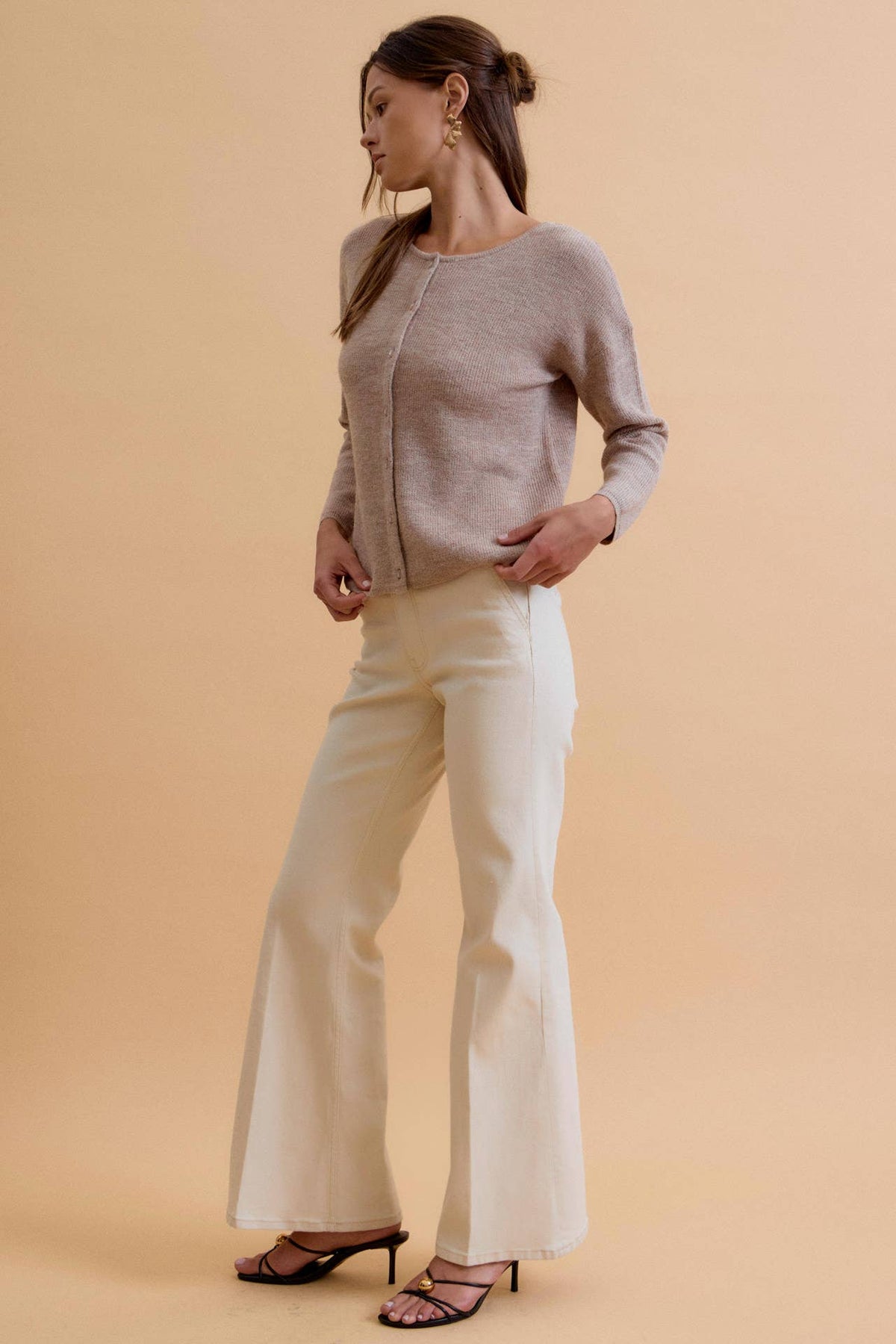 Gentle Days Ribbed Cardigan-Mocha