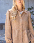 The Duchess Peplum Jacket-Tan