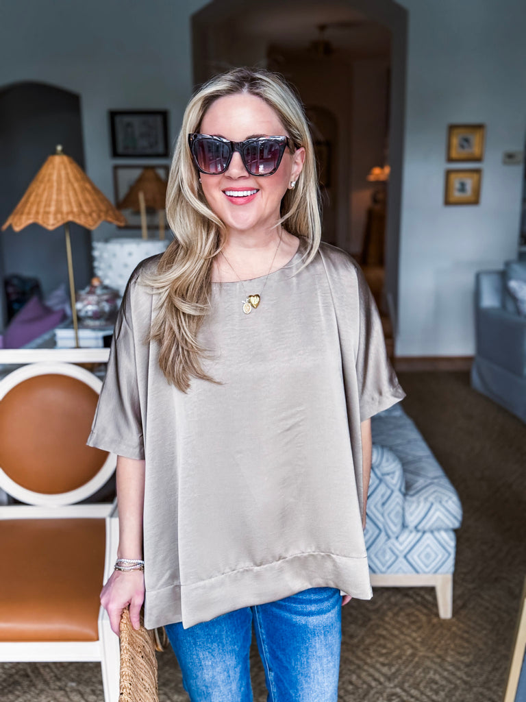 New Favorite Oversized Top-Taupe