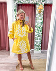 Isla Floral Baroque Dress-Yellow