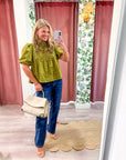 Beatrice Puff Sleeve Top-Olive