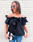 Great Night Off Shoulder Top-Black