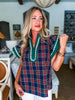 So Charmed Plaid Top-Navy