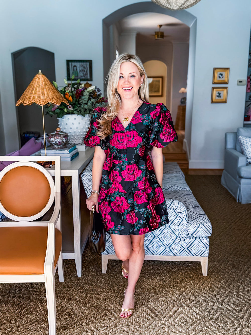 Rose Bud Kiss Jacquard Mini Dress