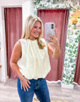 Estelle Pleated Balloon Top-Off White
