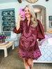 Harvest Charm Embroidered Mini Dress-Chocolate