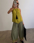 Arabian Nights Balloon Pants-Olive