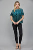 Soft Velvet Vibes Applique Top-Teal Green