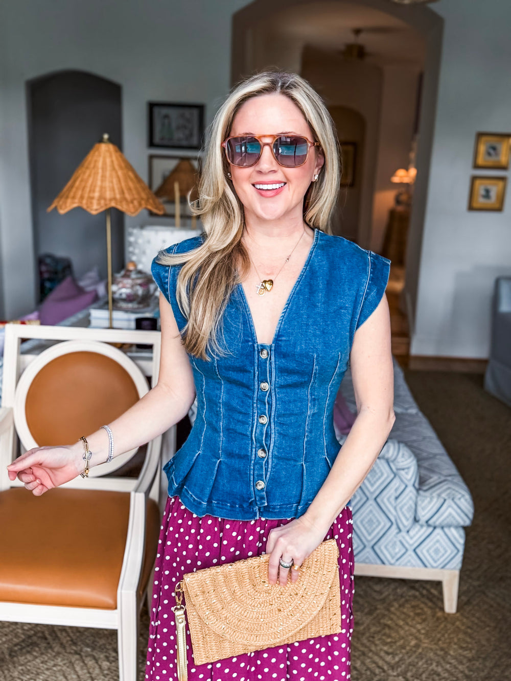 Best in Show Denim Peplum Top