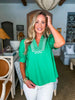 My Muse Embroidered Top-Green