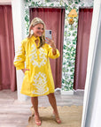 Isla Floral Baroque Dress-Yellow