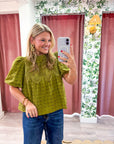 Beatrice Puff Sleeve Top-Olive