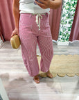 Maritime Stripe Barrel Pants-Red
